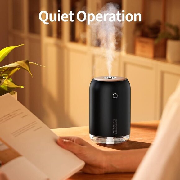 Portable Mini Humidifier, 500ml Desk Plant Humidifier, USB Personal for Bedroom, - Picture 3 of 9